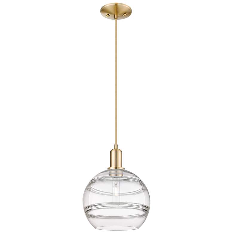 Image 1 Arcadia Rochester 10"W Bronze Cord Mini Pendant w/ Clear Shade