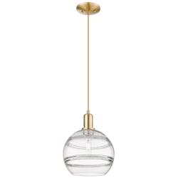 Arcadia Rochester 10"W Bronze Cord Mini Pendant w/ Clear Shade