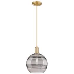Arcadia Rochester 10"W Bronze Cord Mini Pendant w/ Light Smoke Shade