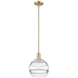 Arcadia Rochester 10"W Bronze Stem Mini Pendant w/ Clear Shade