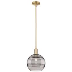 Arcadia Rochester 10"W Bronze Stem Mini Pendant w/ Light Smoke Shade