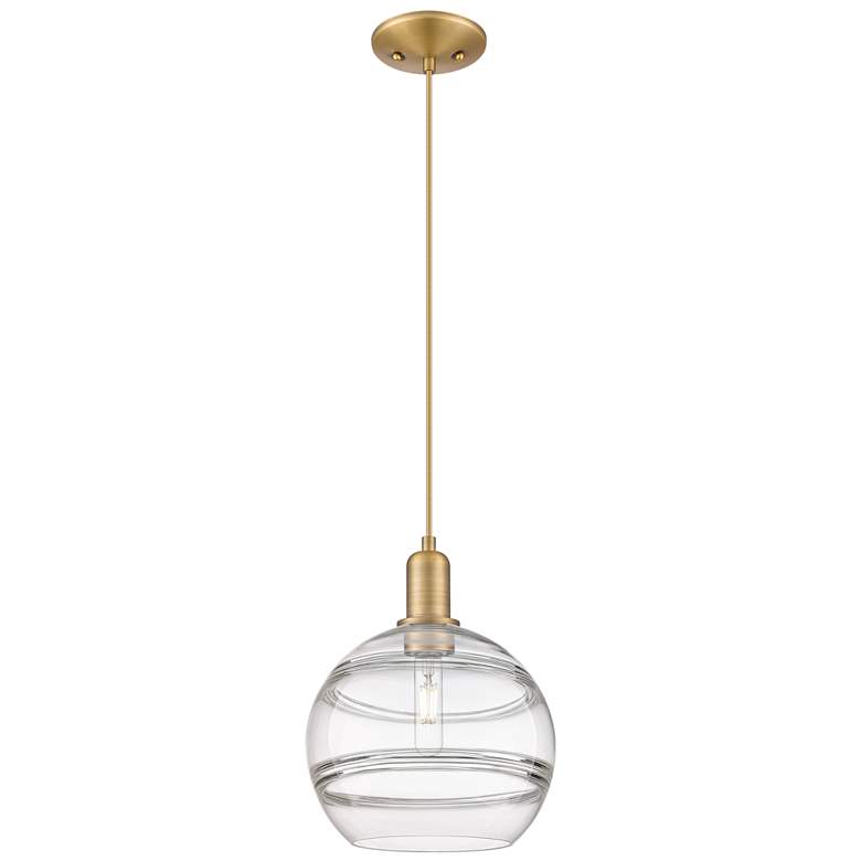 Image 1 Arcadia Rochester 10"W Brushed Brass Cord Mini Pendant w/ Clear Shade