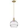 1_Arcadia Rochester 10"W Brushed Brass Cord Mini Pendant w/ Clear Shade
