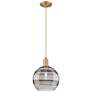 1_Arcadia Rochester 10"W Brushed Brass Cord Pendant w/ Light Smoke Shade