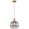Arcadia Rochester 10"W Brushed Brass Cord Pendant w/ Light Smoke Shade