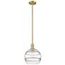 Arcadia Rochester 10"W Brushed Brass Stem Mini Pendant w/ Clear Shade