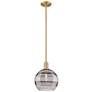 Arcadia Rochester 10"W Brushed Brass Stem Pendant w/ Light Smoke Shade