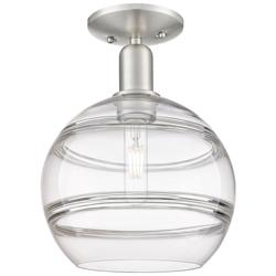 Arcadia Rochester 10"W Brushed Nickel Semi.Flush Mount w/ Clear Shade