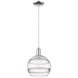 Arcadia Rochester 10"W Chrome Cord Hung Mini Pendant w/ Clear Shade