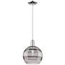 Arcadia Rochester 10"W Chrome Cord Mini Pendant w/ Light Smoke Shade
