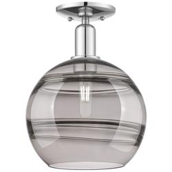 Arcadia Rochester 10"W Chrome Semi.Flush Mount w/ Light Smoke Shade