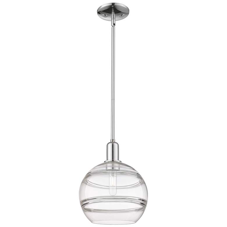 Image 1 Arcadia Rochester 10"W Chrome Stem Hung Mini Pendant w/ Clear Shade