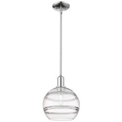 Arcadia Rochester 10"W Chrome Stem Hung Mini Pendant w/ Clear Shade