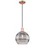 1_Arcadia Rochester 10"W Copper Cord Mini Pendant w/ Light Smoke Shade