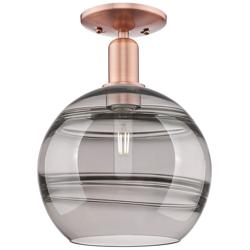 Arcadia Rochester 10"W Copper Semi.Flush Mount With Light Smoke Shade