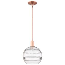 Arcadia Rochester 10"W Copper Stem Hung Mini Pendant With Clear Shade