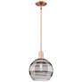 Arcadia Rochester 10"W Copper Stem Mini Pendant w/ Light Smoke Shade