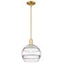Arcadia Rochester 10"W Gold Stem Hung Mini Pendant w/ Clear Shade