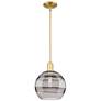 Arcadia Rochester 10"W Gold Stem Mini Pendant w/ Light Smoke Shade