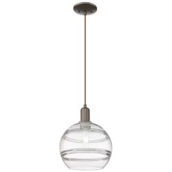 Arcadia Rochester 10"W Oiled Bronze Cord Mini Pendant w/ Clear Shade