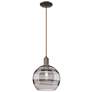 Arcadia Rochester 10"W Oiled Bronze Cord Pendant w/ Light Smoke Shade