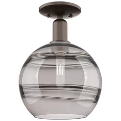 Arcadia Rochester 10"W Oiled Bronze Semi-Flush w/ Light Smoke Shade