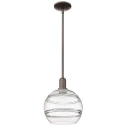 Arcadia Rochester 10"W Oiled Bronze Stem Mini Pendant w/ Clear Shade