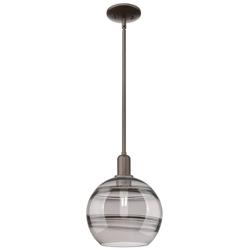 Arcadia Rochester 10"W Oiled Bronze Stem Pendant w/ Light Smoke Shade