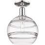 Arcadia Rochester 10"W Polished Nickel Semi.Flush Mount w/ Clear Shade