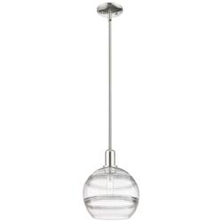 Arcadia Rochester 10"W Polished Nickel Stem Pendant w/ Clear Shade