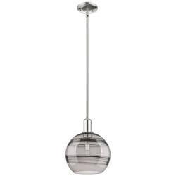 Arcadia Rochester 10"W Polished Nickel Stem Pendant w/ Light Smoke Shade