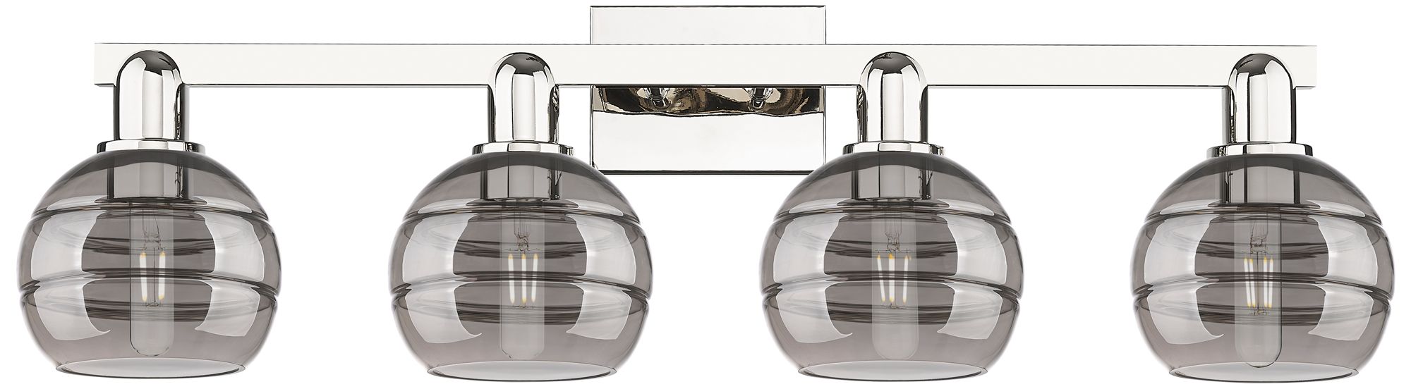 Arcadia Rochester 33"W 4-Lt Polished Nickel Vanity w/ Light Smoke Shad