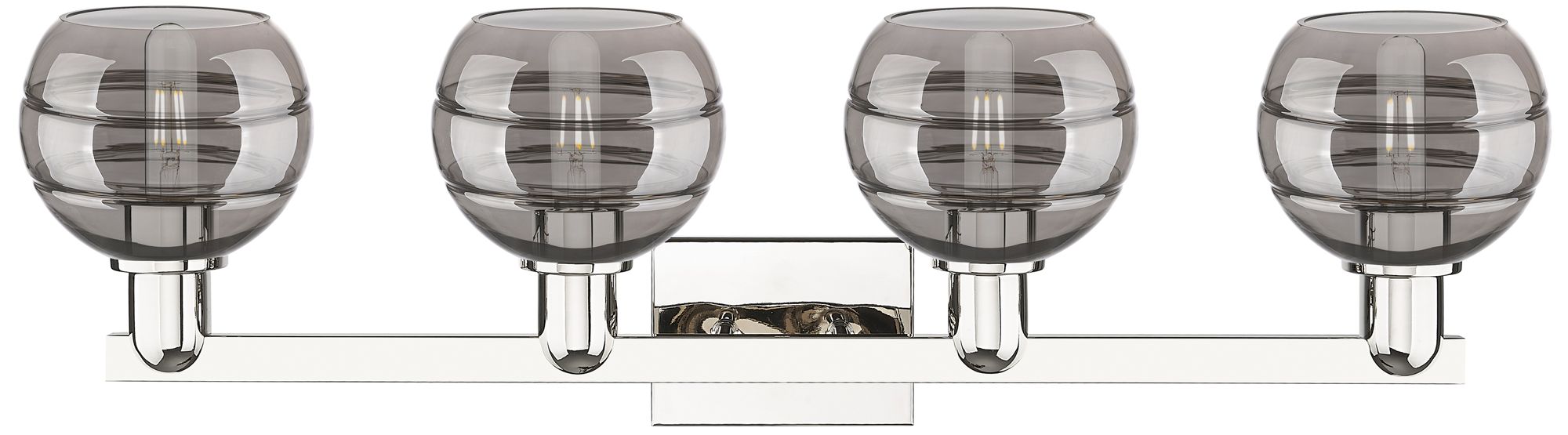 Image 2 Arcadia Rochester 33"W 4-Lt Polished Nickel Vanity w/ Light Smoke Shad more views