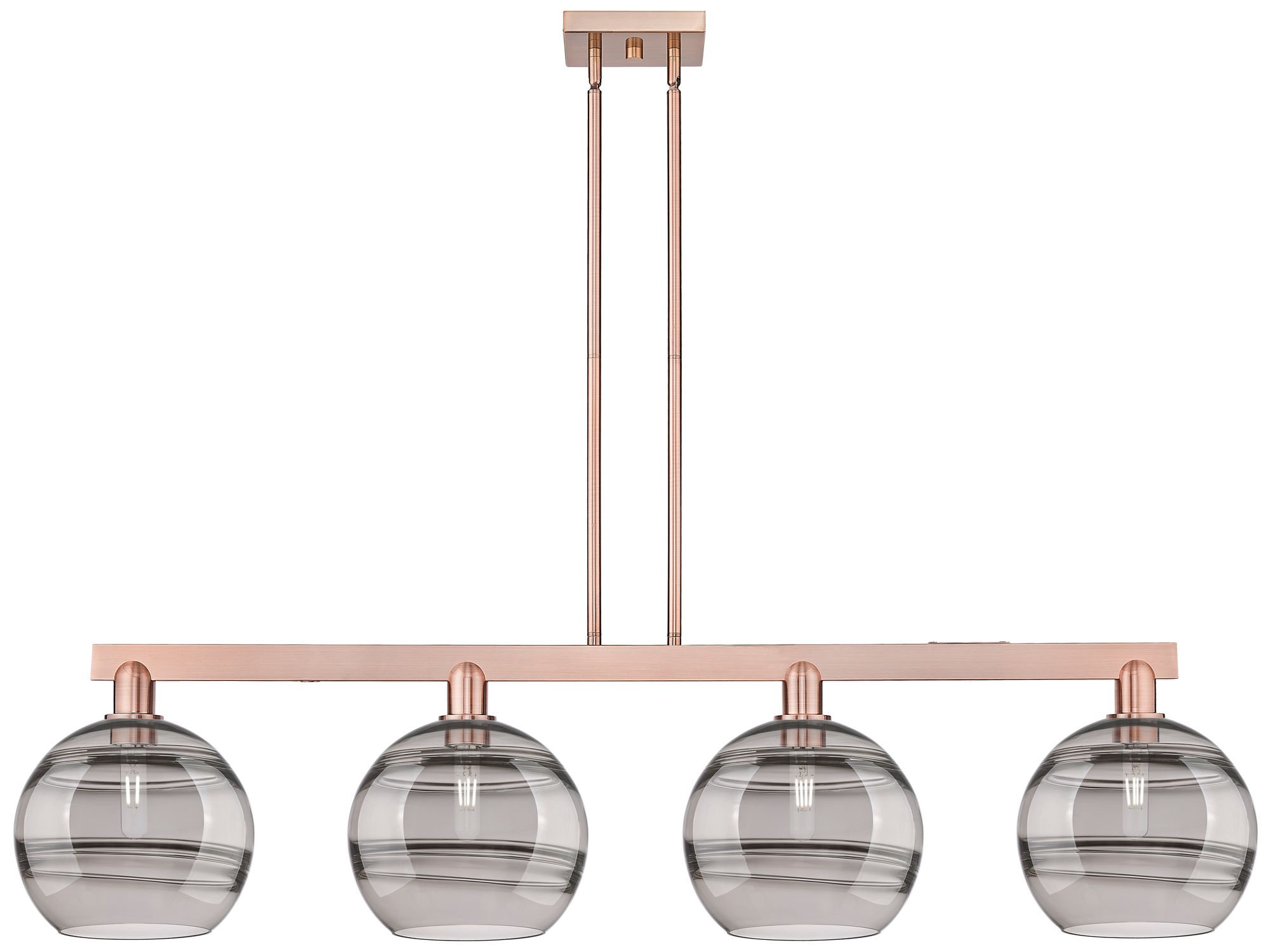 Arcadia Rochester 53"W 4-Lt Copper Stem Island Light w/ Light Smoke Sh