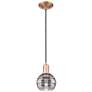 1_Arcadia Rochester 6"W Copper Cord Mini Pendant w/ Light Smoke Shade