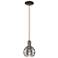 Arcadia Rochester 6"W Oiled Bronze Cord Pendant w/ Light Smoke Shade