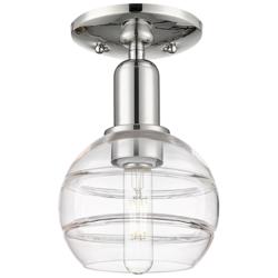 Arcadia Rochester 6"W Polished Nickel Semi.Flush Mount w/ Clear Shade