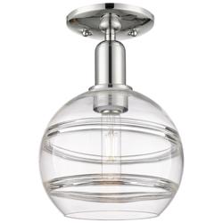 Arcadia Rochester 8"W Polished Nickel Semi.Flush Mount w/ Clear Shade