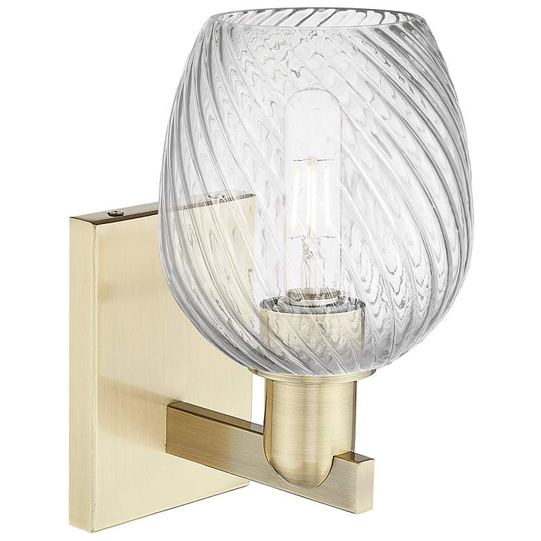 Image 2 Arcadia Salina 11"H Brass Sconce With Clear Spiral Fluted Shade more views