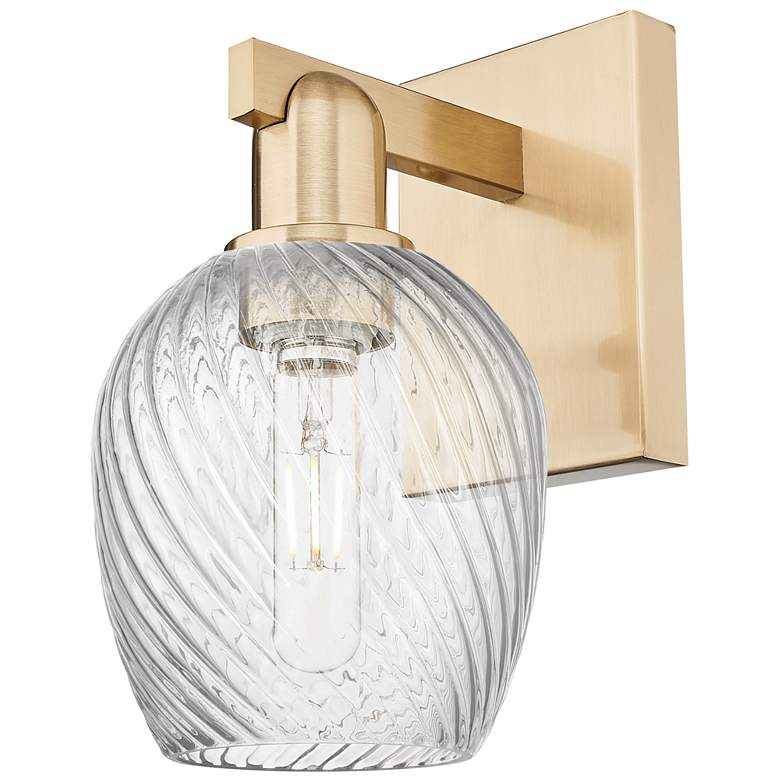 Image 1 Arcadia Salina 11"H Bronze Sconce w/ Clear Spiral Fluted Shade