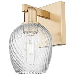 Arcadia Salina 11"H Bronze Sconce w/ Clear Spiral Fluted Shade