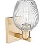 2_Arcadia Salina 11"H Bronze Sconce w/ Clear Spiral Fluted Shade more views