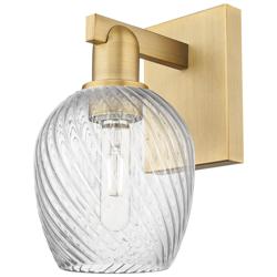 Arcadia Salina 11"H Brushed Brass Sconce w/ Clear Spiral Fluted Shade
