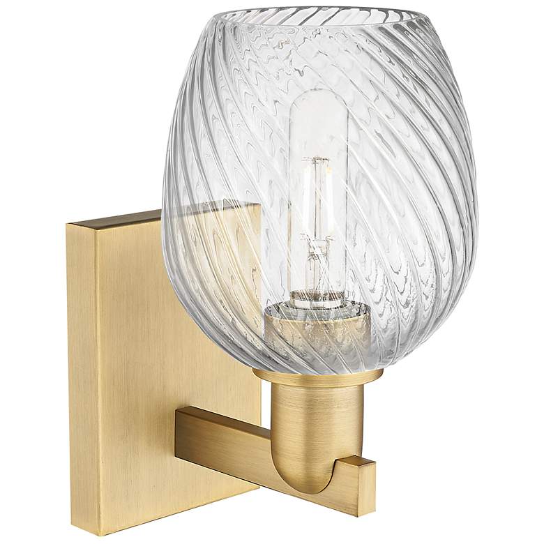 Image 2 Arcadia Salina 11"H Brushed Brass Sconce w/ Clear Spiral Fluted Shade more views