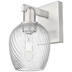Arcadia Salina 11"H Brushed Nickel Sconce w/ Clear Spiral Fluted Shade