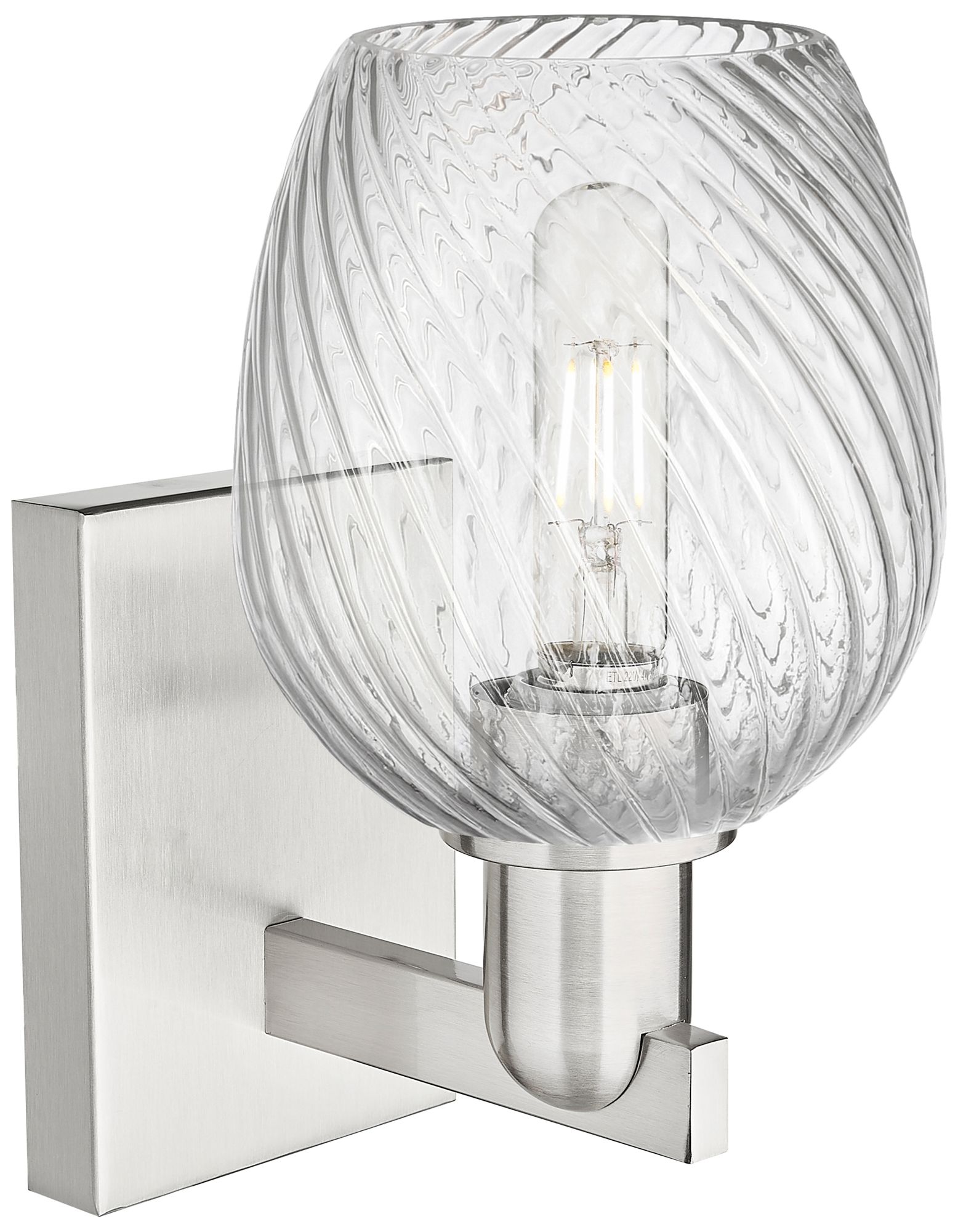 Image 2 Arcadia Salina 11"H Brushed Nickel Sconce w/ Clear Spiral Fluted Shade more views