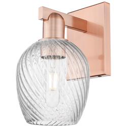 Arcadia Salina 11"H Copper Sconce With Clear Spiral Fluted Shade