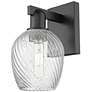 1_Arcadia Salina 11"H Matte Black Sconce With Clear Spiral Fluted Shade