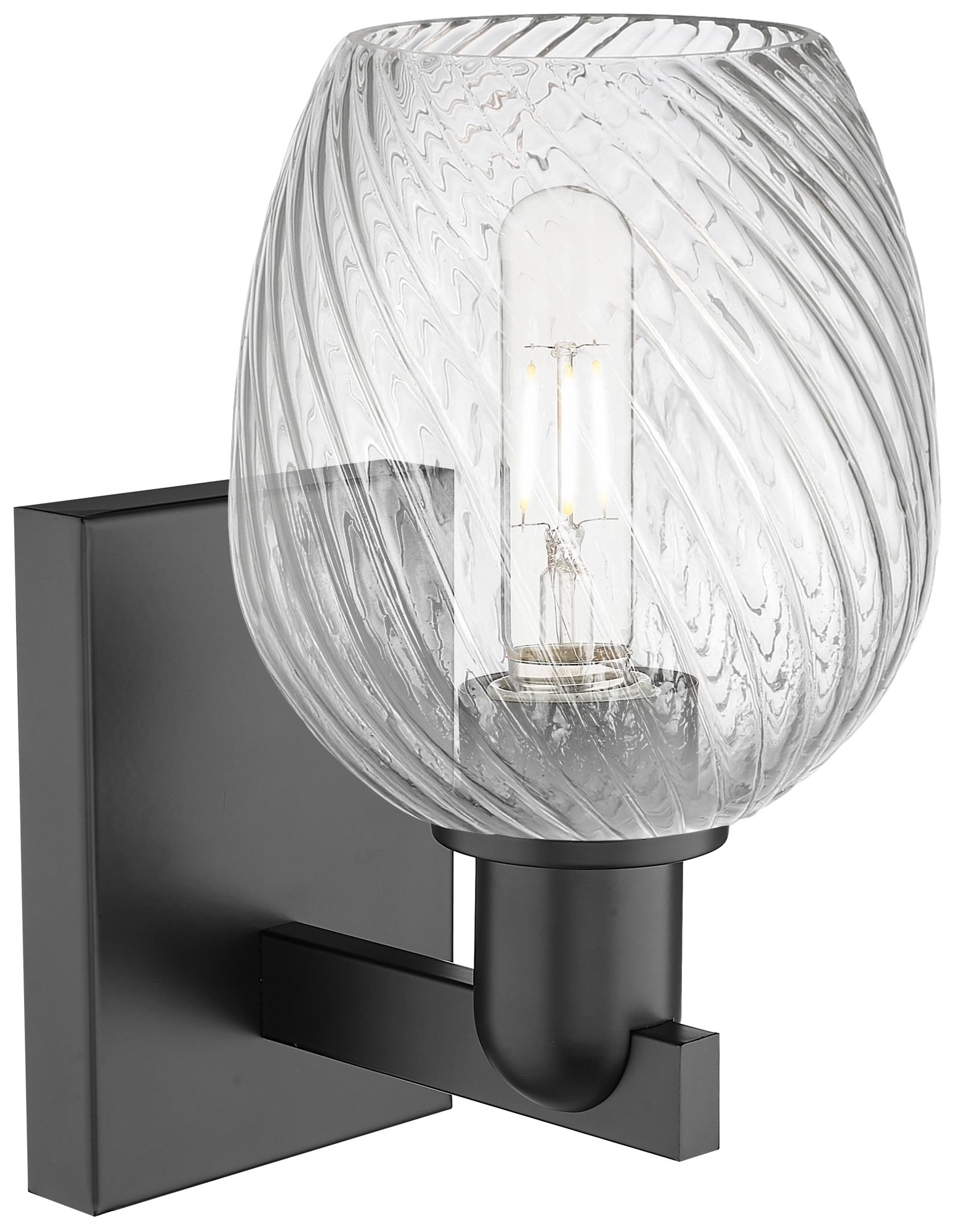 Image 2 Arcadia Salina 11"H Matte Black Sconce With Clear Spiral Fluted Shade more views