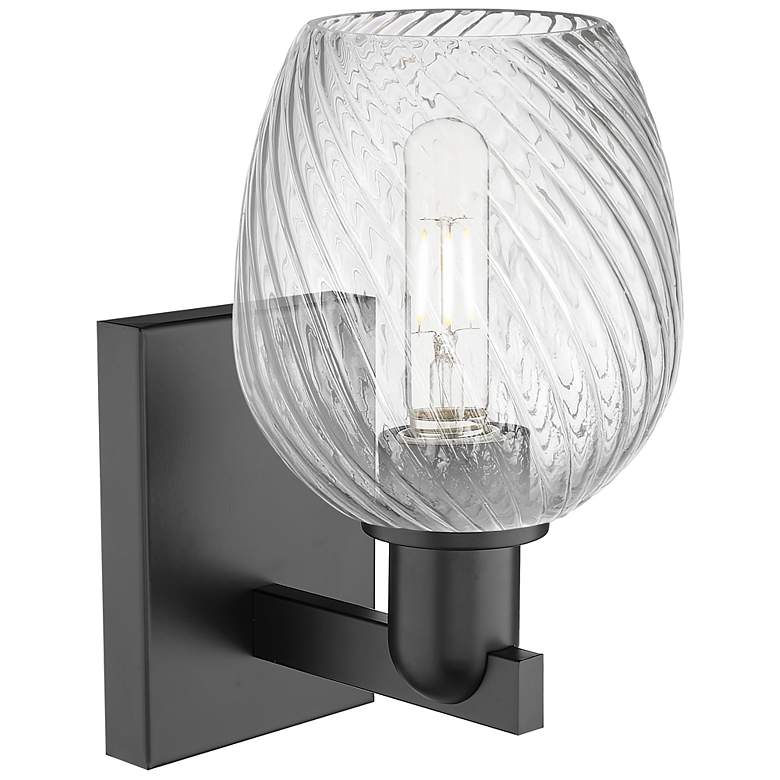 Image 2 Arcadia Salina 11"H Matte Black Sconce With Clear Spiral Fluted Shade more views